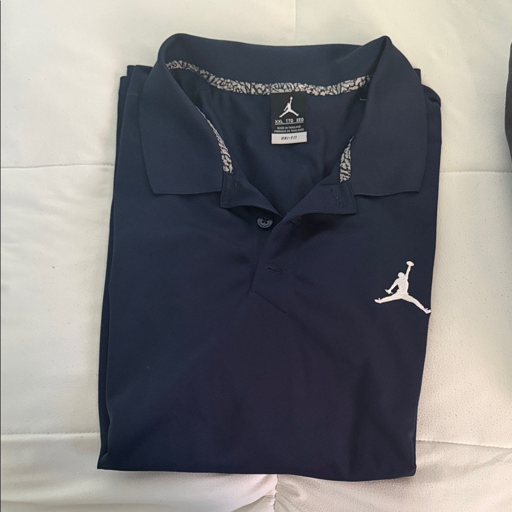 Jordan Navy Polo Shirt with White Logo s/s